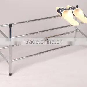 2 Tier Metal Chrome Plated Storage Shoe Rack thumbnail-1