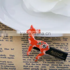 Colored Sika Deer Decoration Hair Slide Handmade Metal Clip Kids Rhinestone Plain Hair Clip thumbnail-4