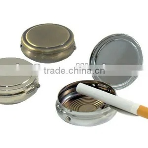 2012 Hot Sale Round Shaped Stainless Steel Metal Ashtray, Mini Ashtray With Keyring thumbnail-1
