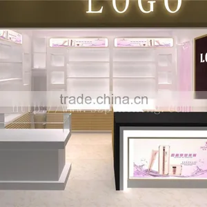 Wooden Material Nail Kiosk Display Showcase With Led Light Box for Showroom thumbnail-1