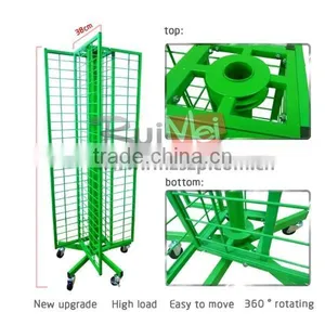 4 Sided Spinning Metal Grid Mesh Display Rack With Sign Holder thumbnail-2