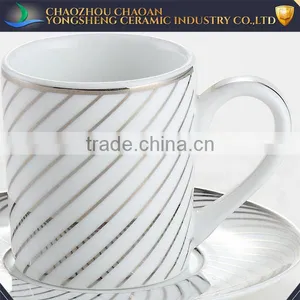 Small Silvery Thread Decal Porcelain Personalized Tea Cup Saucer Set thumbnail-2