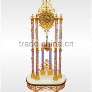24K Gold Plated Brass Clock, Home Decorative Clock, Romantic Wedding Gold Gild Clock thumbnail-3