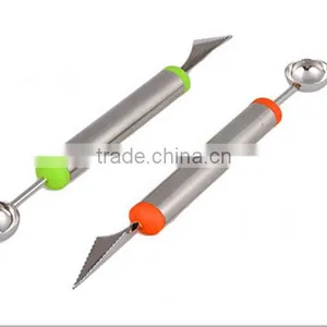 Factory Wholesale 2 in 1 Stainless Steel Fruit Carving Knife Melon Baller thumbnail-3