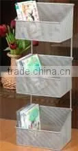 New Design Fashion Decorative Metal Wire Mesh 3 Tier Silver CD Shelf thumbnail-1