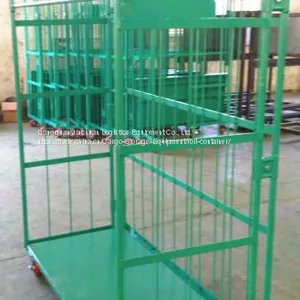 Green Mesh Roll Cage Container Folded With Powder Coating thumbnail-1