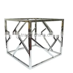 Custom Design Stainless Steel Rose Gold Plating Metal Square Glass Coffee Table thumbnail-2