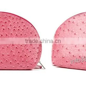 Women's Cosmetic Bag Colorfull Fashion Ostrich Grain Leather Make-up Bag Manufacturer thumbnail-4