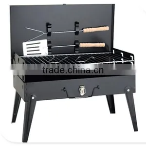 Black BBQ Grill Portable Grill Roaster With Lid thumbnail-1