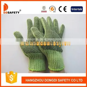 7G Green Polyester Woven With Black PVC Dots Both Sides Safety Working Gloves thumbnail-1