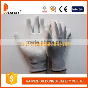 DDSAFETY Hot Sale 2016 Grey Nylon With White PU Coated Safety Gloves thumbnail-1