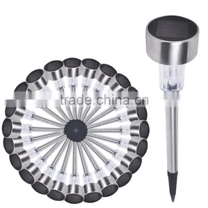 Outdoor Garden Stainless Steel LED Solar Path Landscape Light Lamp NEW thumbnail-1