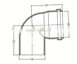 HIGH QUANLITY ELBOW WITH SOCKET HEAVY OF PVC GB STANDARD EXPANDING FITTINGS FOR DRAINAGE WITH GASKET thumbnail-2