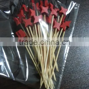 Bamboo Stick for BBQ, Top Red Star Bamboo Fruit Skewer thumbnail-1