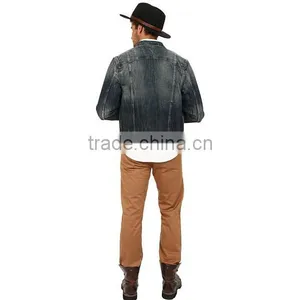 Men Fashion Denim Cotton Jacket Street Wear Custom Your Own Design thumbnail-2