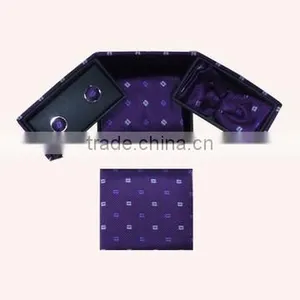 HOt Product Men Business Ties With Cufflink Tie Clip Hankie Gift Box thumbnail-5