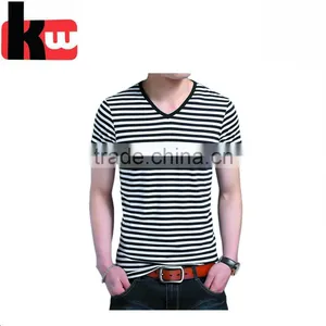 OEM Shirts 100% Cotton Men's Yard-dyed V-neck T-Shirt thumbnail-5