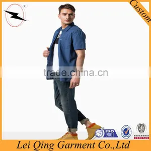 European Style Denim Blue 100% Egyptian Cotton Shirts thumbnail-2
