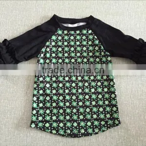 Leaf Pattern 3/4 Sleeve T Shirt Cotton Children Baby KidsTee Baby Raglan for Stpatricks thumbnail-1