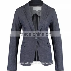 Ladies Navy Flap Pocket Tight Fit Oxford Pique Blazer Wholesale thumbnail-1