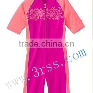 Kid's Short Sleeve One Piece Rash Guard for Girl thumbnail-1