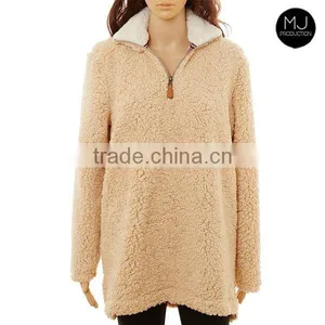 Factory Woman Plain Sherpa Pullover Sweater Wholesale Clothing thumbnail-3