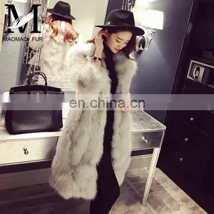 European Style Top Selling Real Fox Fur Products Cheap Women Knee Length Winter Coat thumbnail-4