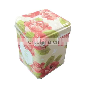 Square Tea Tin With Stackable Lid thumbnail-1