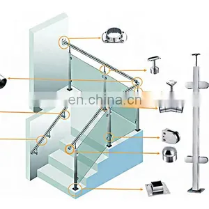 Outdoor Balcony Railing Design Stainless Steel Glass Railing Balustrade Handrail thumbnail-4