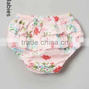Children Clothes Kids 2016 Wholesale Pink Floral Ruffle Baby Bloomers thumbnail-1