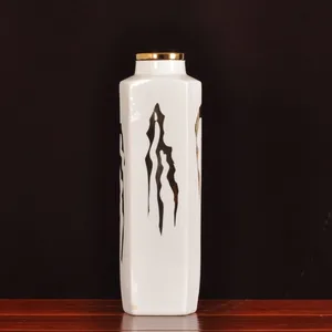 Nordic Modern Simple Creative Electroplate White Black Jingdezhen Ceramic Vase For Shopping Mall thumbnail-4
