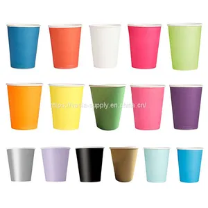 Solid Color Party Disposable Drinking Wedding Birthday Decoration Suppliers 17 Colors Paper Cups 20 Pcs/bag thumbnail-2