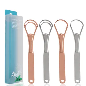 New Arrival Arc Scraper 304 Stainless Steel Tongue Scraper With Travel Plastic Sleeve thumbnail-1