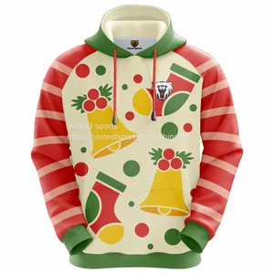 Custom Sublimation Hoodie of Bell and Sock Pattern of New Style thumbnail-2