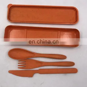 Eco-friendly Wheat Straw Material Portable Travel Plastic Cutlery Set thumbnail-5