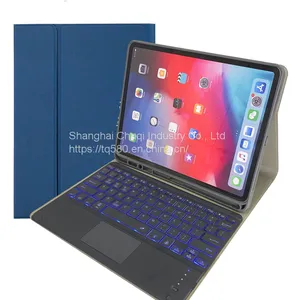 Apple IPad12.9.7 Inch Protective Case Bluetooth Keyboard 2017 Wonderful Touch Colorful Backlit Leather Pen Holder thumbnail-5