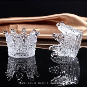 Durable Clear Glass Candlesticks Creative Cute Crystal Crown Ashtray Candle Holders For Christmas Party Home Decoration thumbnail-1