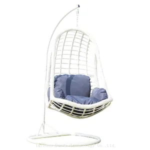 White Powder Coated Heavy Duty Outdoor Hanging Hammock Stands Garden Patio Hammock Chair Portable Household Steel Frame Rattan thumbnail-1