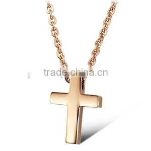Wholesale New Plating Rose Gold Cross Titanium Steel Necklaces for Woman Pendant Beautiful Gift thumbnail-1