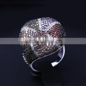 New Colorful Cubic Zirconia Pave Setting CZ Party Jewelry Trend Gold Thick Snake Ring thumbnail-5