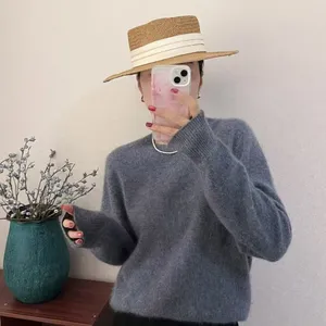2025 Newest Style 100% Wool Women Fashion Sweater Soft Fuzzy Brush Sweater thumbnail-2