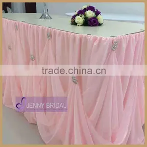 TC106 Hot Sale White Chiffon Cinderalla Table Skirt for Weeding thumbnail-5