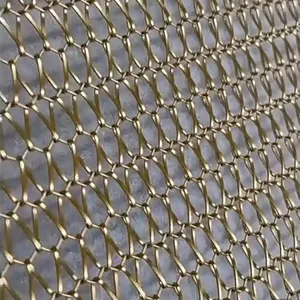 Gold PVD Coated Woven Steel Wire Mesh - Flexible Decorative Metal Curtain thumbnail-3