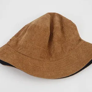 Wholesale Summer 100% Cotton Corduroy Customized Embroidered Red Bucket Hat Custom Bucket Hat With Custom Logo thumbnail-3