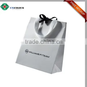Custom Fancy Design Logo Printed Paper Bags With Ribbon Handles thumbnail-1