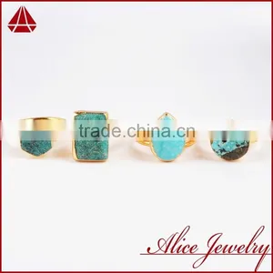 Fashion 18k Gold Turquoise Gemstone Jewelry Ring, Sleepy Beauty Turquoise Jewellery Ring thumbnail-1