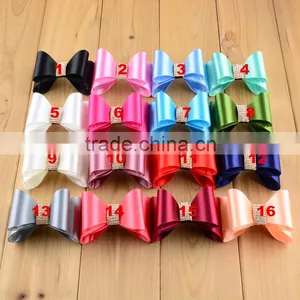 7cm Rhinestone Hair Bow, Satin Fabric Bowknot Flower, Diamond Silk Ribbon Bow Tie thumbnail-1