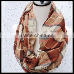 2014 Grid Many Colors Infinity Scarve l. Holiday Scarf. Valentine Scarf. CREAM and Colorful Scarf at Stock thumbnail-4