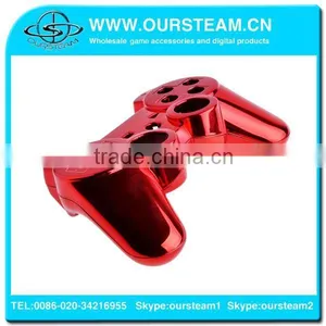 Red Chrome Faceplate for PS3 Wireless Controller Chrome Housing for PS3 Controller Full Shell and Full Set Buttons thumbnail-5