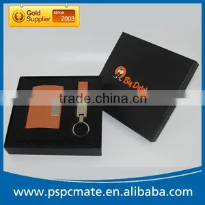 Cheap PU Leather Name Card Holder and Keychain Gift Set thumbnail-1